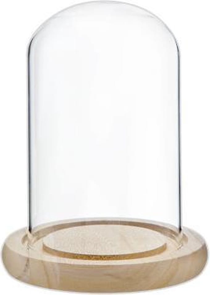 Cosy & Trendy Stolp - Glas Met Houten Basis - Ø 10 cm x 17 cm