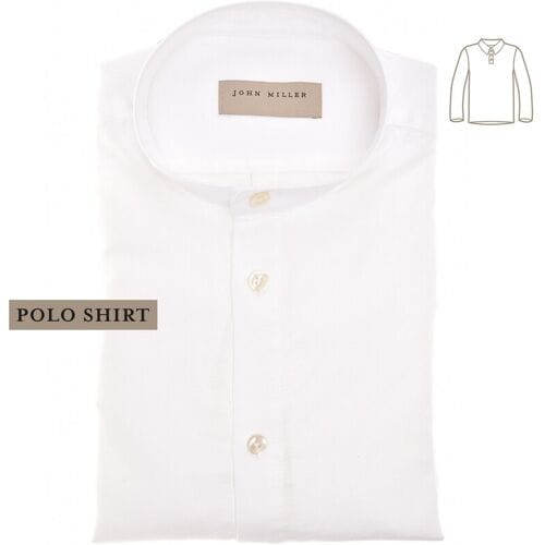 John Miller Polo Loose Long Sleeve Cotton Linnen Blend Wit / male
