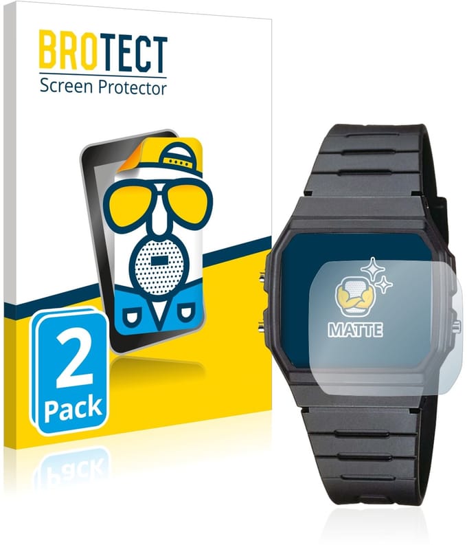 BROTECT - Screenprotector voor Casio Collection Unisex F-91W - Folie Beschermfolie matte 2 Stuks