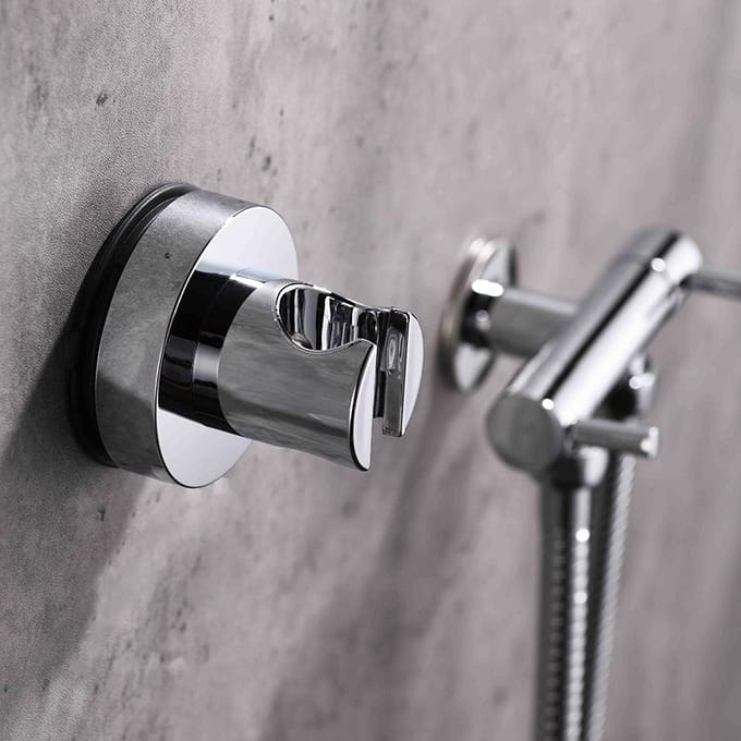Support de pomme de douche universel mural, ventouse, support de robinet de douche, pulvérisateur à main, Base fixe pour accessoires de salle de bains argenté