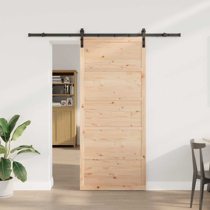 vidaXL - Schuifdeur - Naturel - 80 - x - 208 - cm - Massief - grenenhout