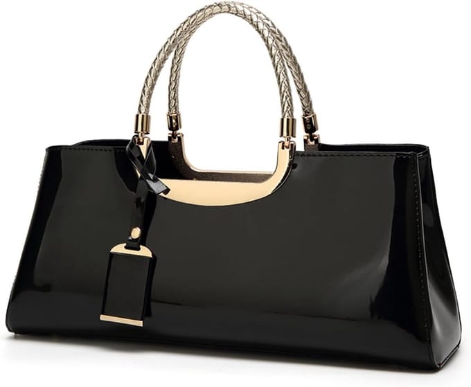 Dames Clutch Tas met Korte Handvatten & Schouderriem Glimmende Avondtas PU
