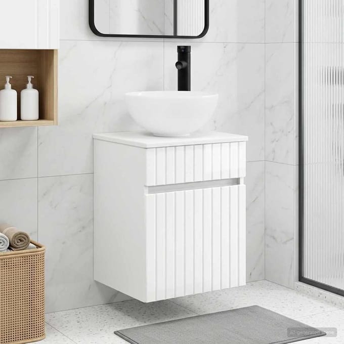 vidaXL - Wandgemonteerde - wastafelmeubel - Hoogglans - Wit - 39 - x - 35 - x - 63 - cm
