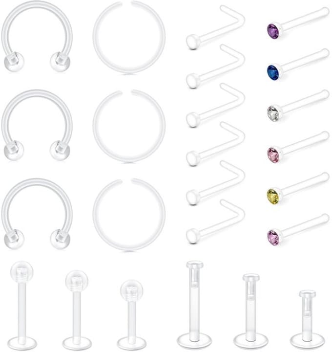 Allecto - Duidelijke Neus Studs - Verberg Piercings - 12 Stuks - Neus