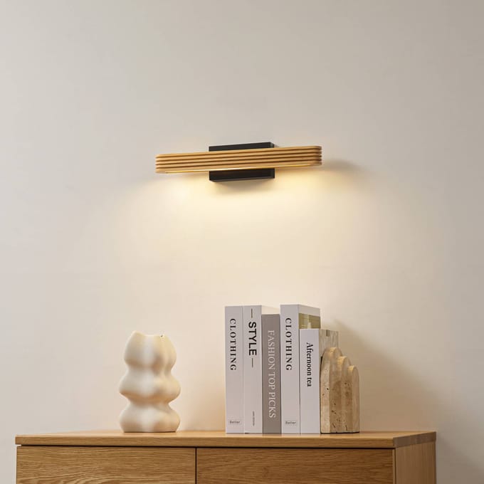 Lucande LED wandlamp Lieske, 40 cm, hout, zwart