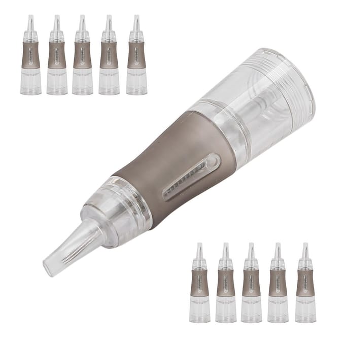 10 stuks Wegwerp Wenkbrauw Tattoo Naalden Microblading Semi-Permanente Make-up Cartridge gray