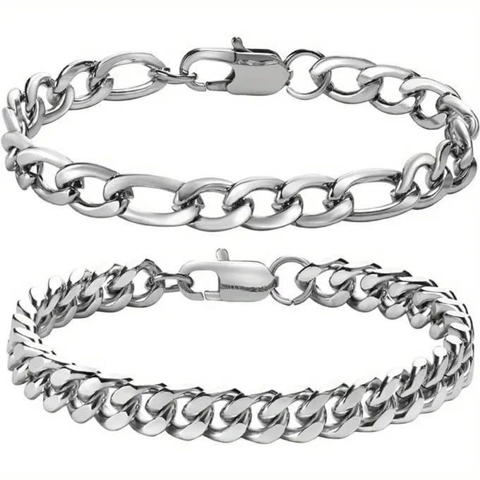 Nivard Armband - Staal - Nep Zilver - Heren - Stijl 2 - 21cm