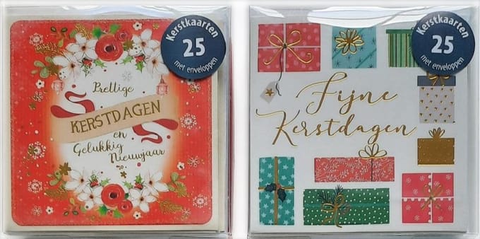 Kerstkaarten - 50 Stuks - 10 x 10 cm – Luxe Kaarten - Fijne Kerstdagen – K-127