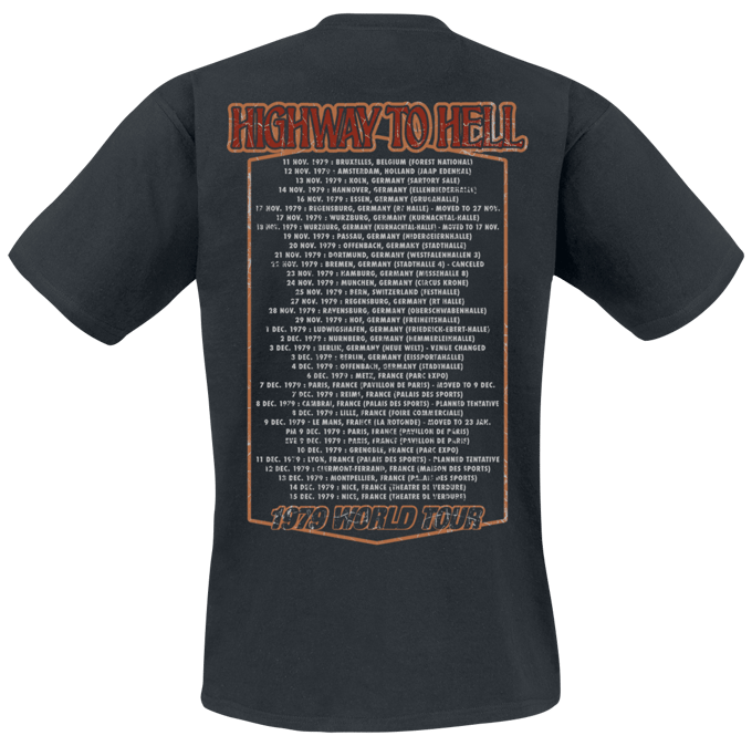 AC/DC Highway To Hell Tour '79 Heren T-shirt - zwart - S