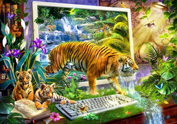 Bluebird puzzel Tiger coming to Life - 1500 stukjes.