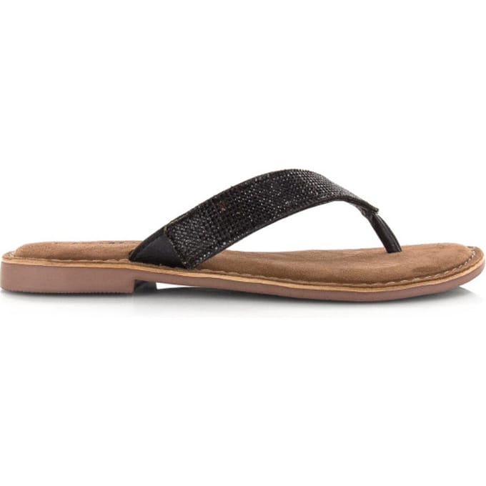 Lazamani - Ilja Leren Dames Slippers Black - Maat 38
