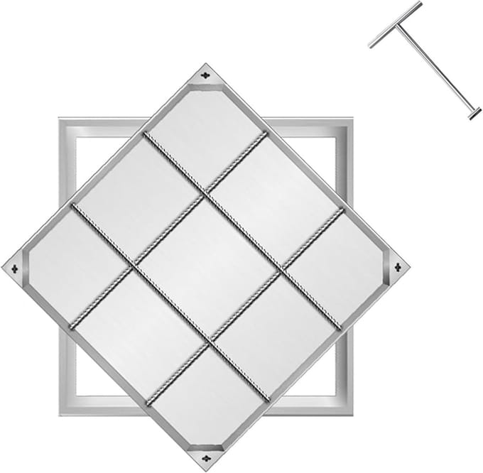 Putdeksel - Afvoerdeksel Rioolput - Afdekken Drainage - Onzichtbaar Inbouw - 60 x 60 cm - Zilver