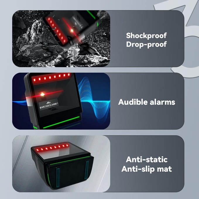Scanner de codes-barres de bureau 1D 2D, lecteur de code QR, capteur Intelligent omnidirectionnel, USB filaire 0 noir