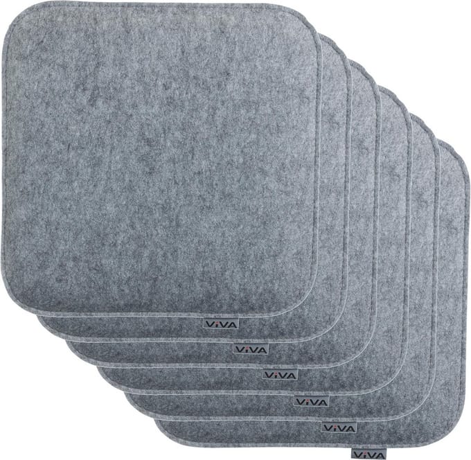 Set van 6 Vilt Zitkussens Vierkant 35x35 cm Lichtgrijs Binnen en Buiten