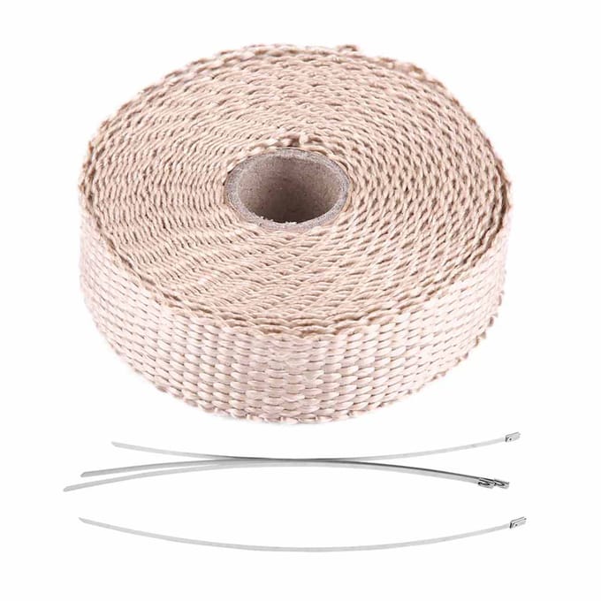 Bande d'Isolation Thermique pour Voiture 5m Enveloppe Thermique d'Échappement avec 4 Colliers de Serrage en Acier Inoxydable Titane