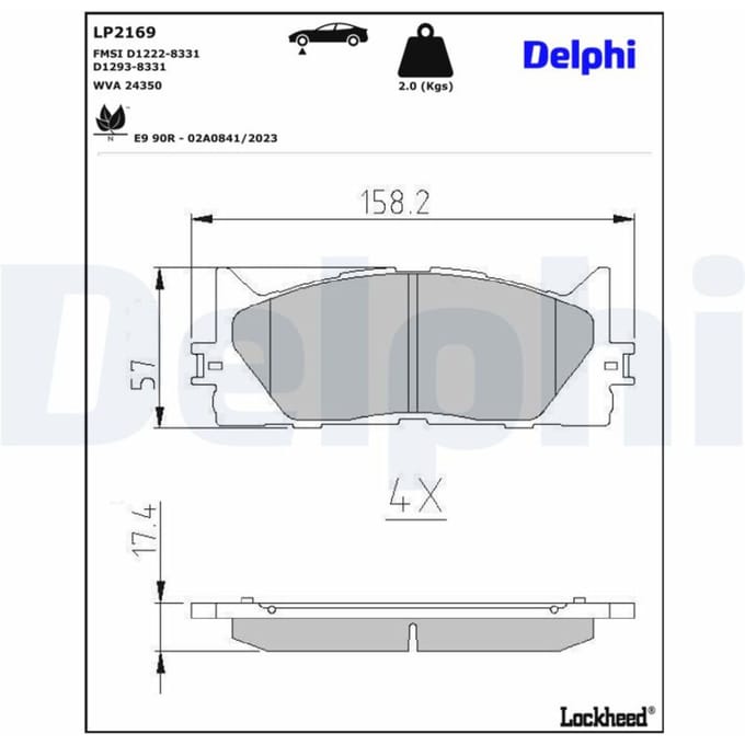 Remblokset DELPHI LP2169, voor