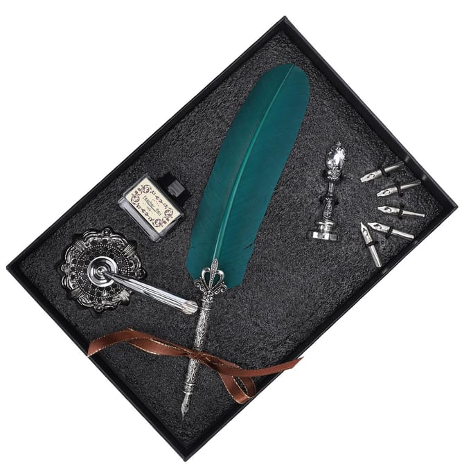Kielpen Set Veer Schrijven Dip Pen Stempel Studenten Leraar Antiek Kalligrafie Vintage CadeauGroen groen