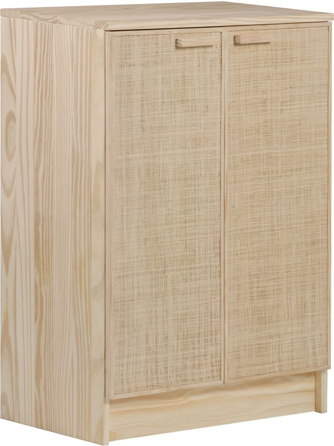 Astigarraga Wandkast Aura - Opbergkast met 2 deuren - 65x36x96cm - 100% massief grenen - Raffia fronten