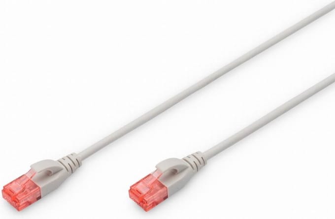 DIGITUS Slim - patch cable - 3 m - grey - Grijs - 3m