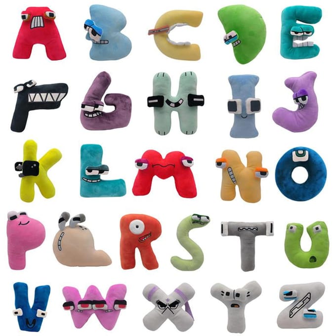 26 Stuks Alphabet Lore Pluche Engelse Letter Knuffeldier Poppen Speelgoed Educatief Cadeau Voor Kinderen Kerstmis Verjaardag gray