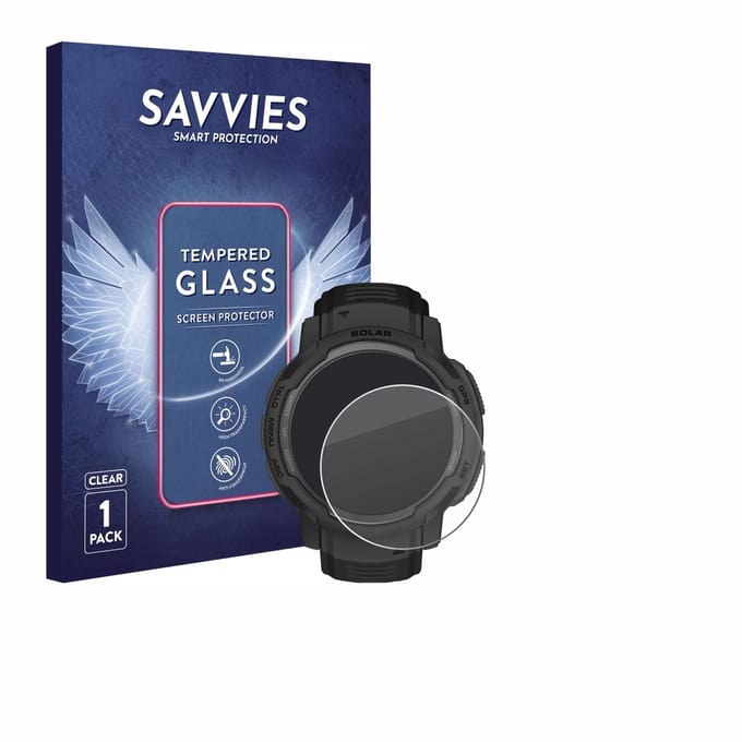 Savvies - Glas Screenprotector voor Garmin Instinct Crossover Solar - Gehard Beschermglas 9H
