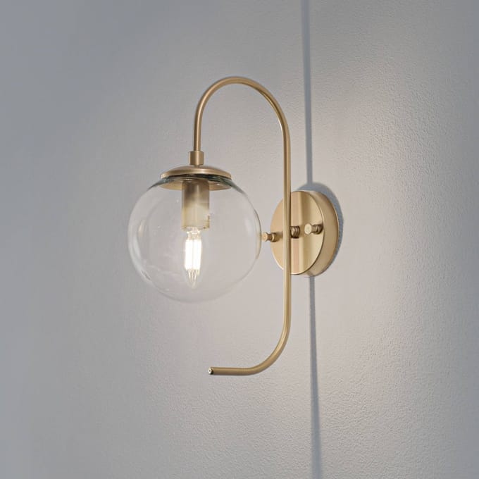 Opviq Wandlamp Jewel, goudkleurig, glas, hoogte 36 cm, E14
