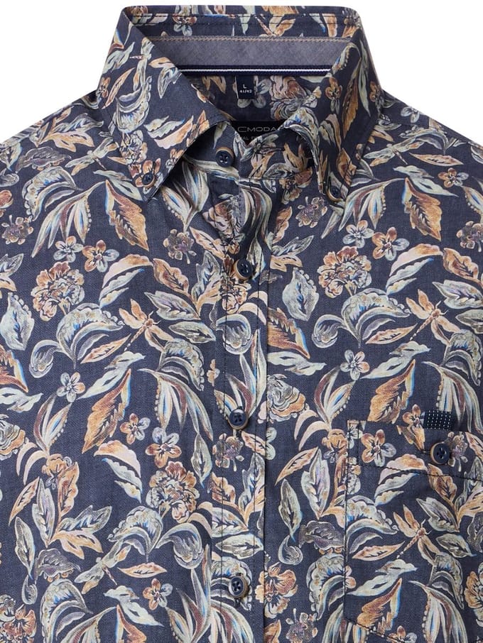 Casa Moda Casual Gebloemd Overhemd Button Down Boord - XL