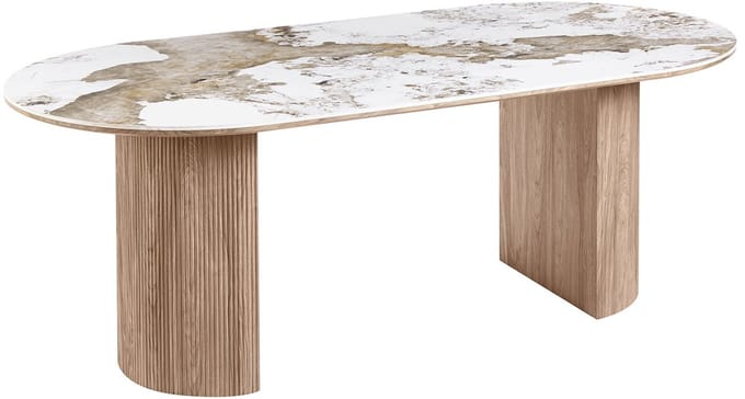 House Nordic Eettafel Athens - Rechthoek Keramisch Wit/Bruin - 210x100x76cm