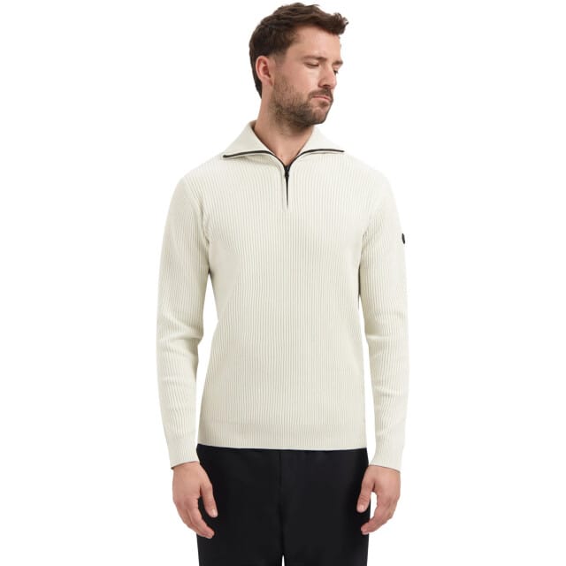 No Excess Pullover half zip wing collar tuck chalk