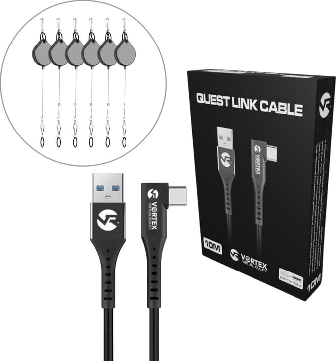10m USB-A kabelset + kabelophanghaken | Oculus Quest 2