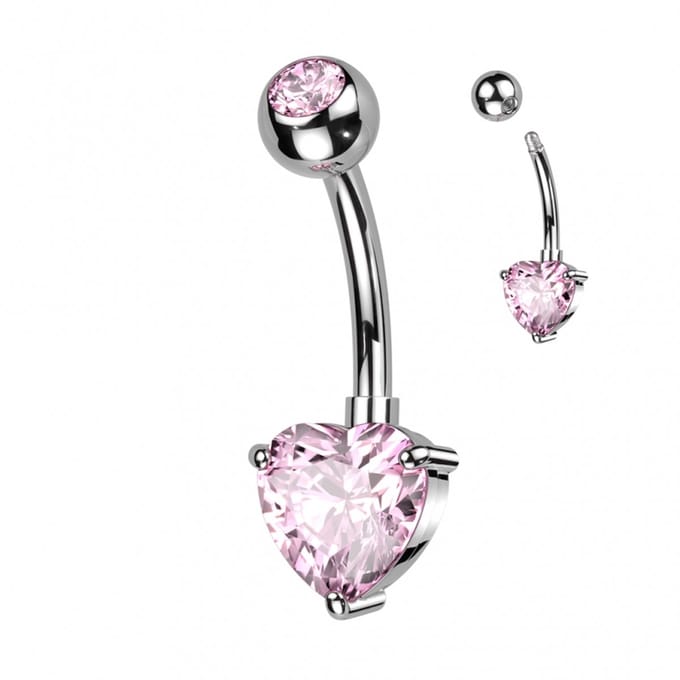 Piercing titanium hartje steen roze - LMPiercings