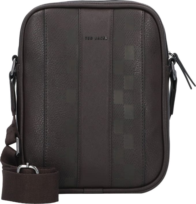 Ted Baker Schoudertas WAYDON House Check PU Flight Bag Brn-Choc Donkerbruin