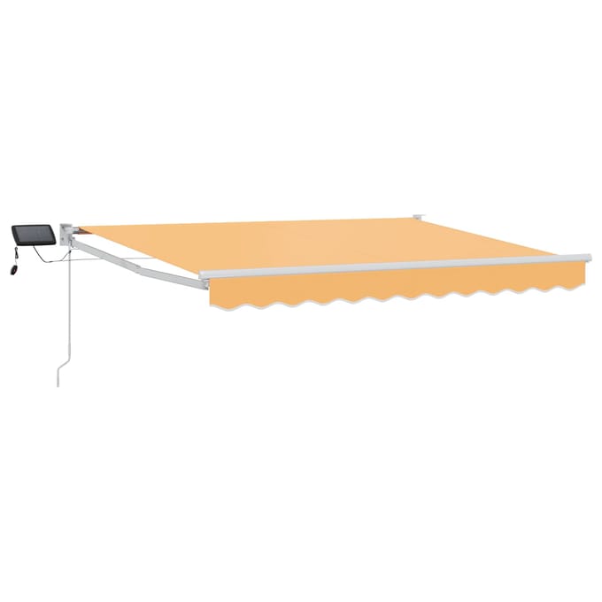 vidaXL - Handbediende - luifel - met - LED's - Zand - 100% - Polyester - en - Aluminium
