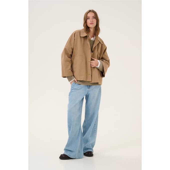 My Essential Wardrobe Lyonmw Short Bomber Jacket Jassen Dames - Zomerjas - Camel - Maat 42/44