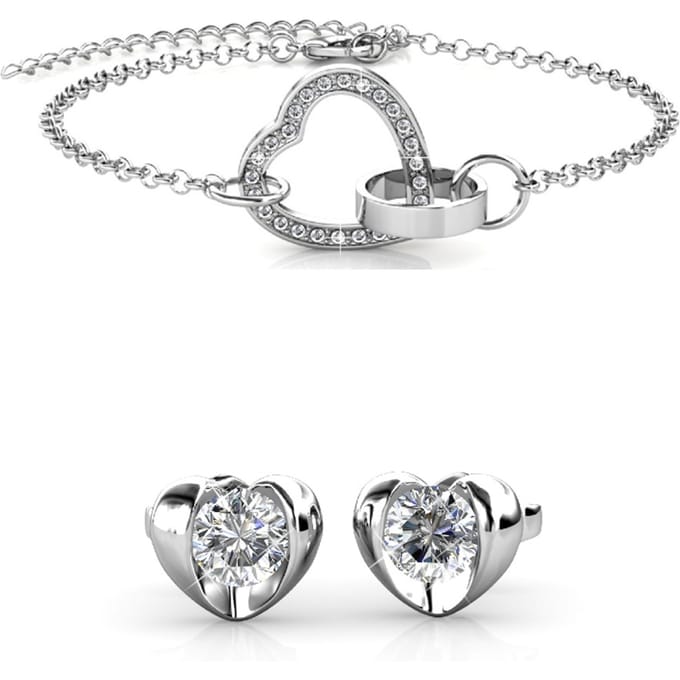 Simply Love Locked Heart Sets - Zilver en Kristal