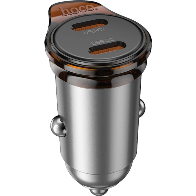 Hoco - Autolader met 2 USB-C poorten - 45W - geschikt voor Power Delivery en snelladen