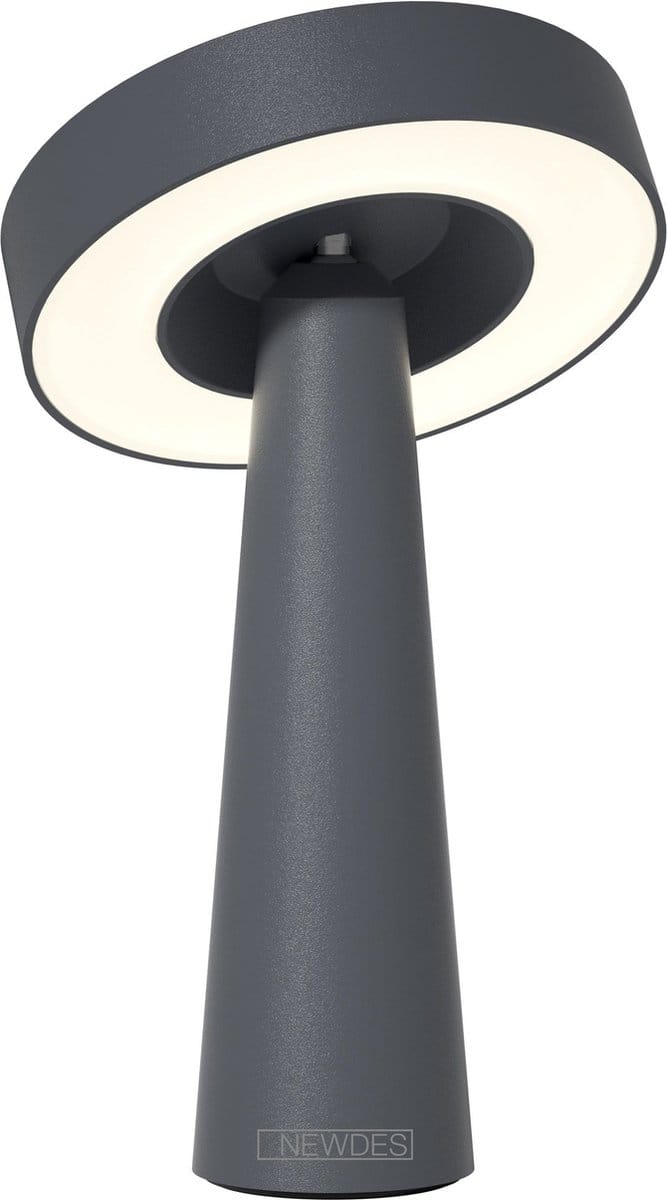 SOMPEX NEWDES TAFELLAMP TIP (ACCULAMP)ANTRACIET - draadloos - dimbaar - met USB oplaadstation