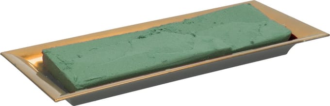 Kerststukje maken basis materiaal -dienblad goud 28 x 12 cm - met steekschuim