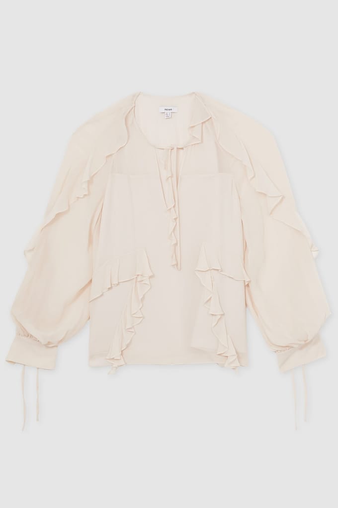 Reiss Ruffle Top Pale Pink Taglia: 8 | Magliette intime Outlet | Donna | Rosa