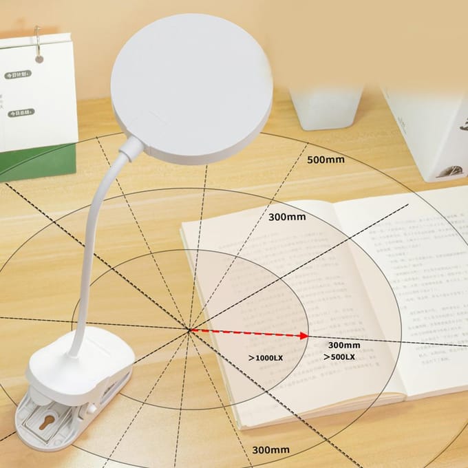 USB-aangedreven LED-nachtlampje voor bed Clip-on leeslamp met 3 helderheidsniveaus, flexibele slang wit