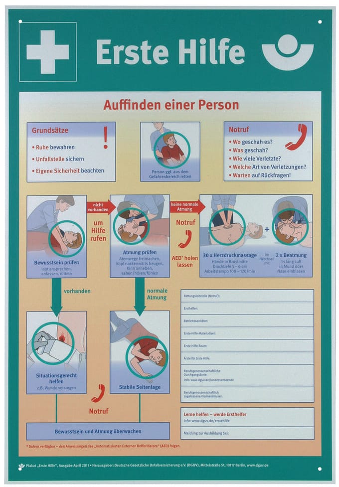 Dehn Eerste Hulp-bord BGI/GUV-I 510 Duitse taal - 700052