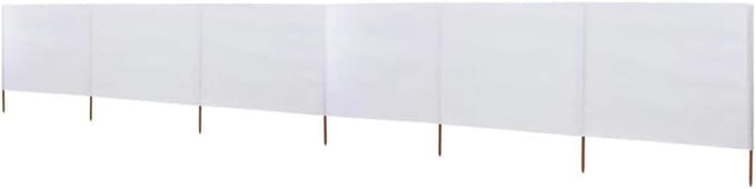 Strand Windscherm - Strandparasol Luifel - Bescherming tegen wind - Opvouwbaar 6-delig - 800 x 80 cm - Wit