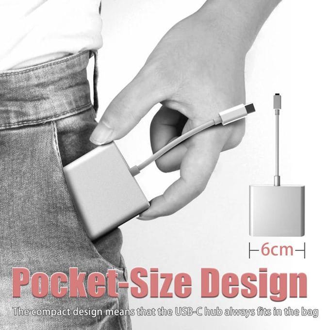 USB-C-multipoortadapter naar USB (PD), USB-C, 4K HDMI-compatibel