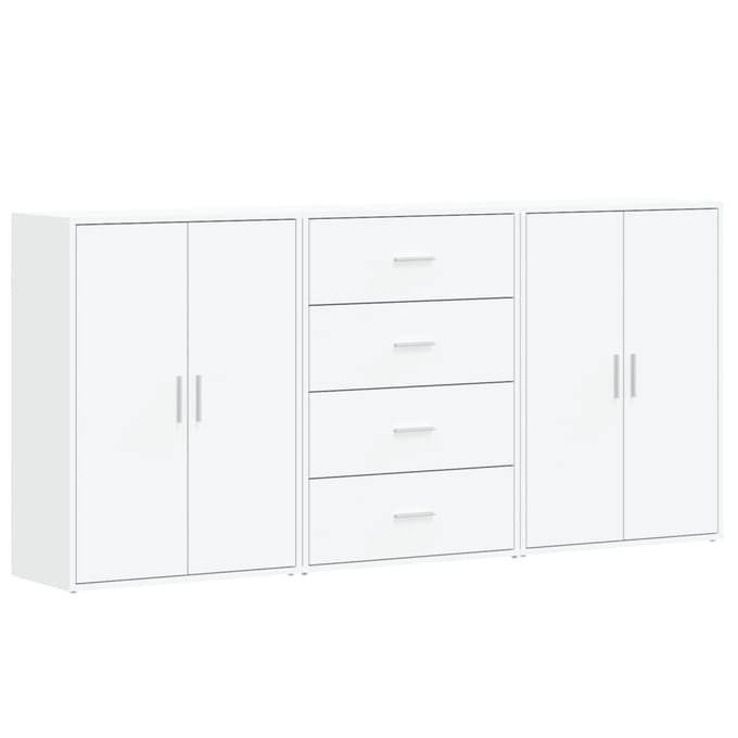 vidaXL - Dressoirs - 3 - st - 60x31x84 - cm - bewerkt - hout - wit