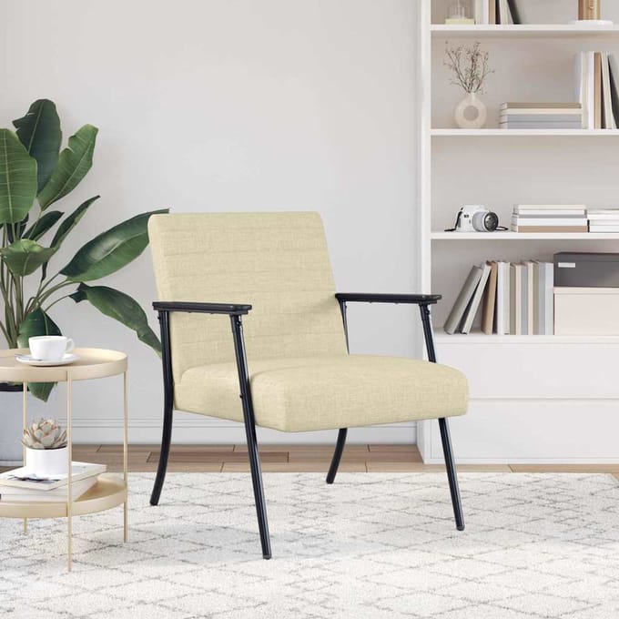 vidaXL - Fauteuil - Crème - 59 - x - 75 - x - 78 - cm - Stof