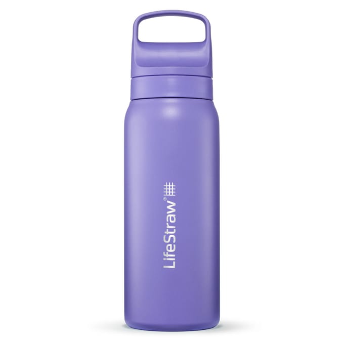 LifeStraw Go Series Stainl. Steel Water filter Bottle, 700ml; Thistle Purple-Drinkfles waterfilter