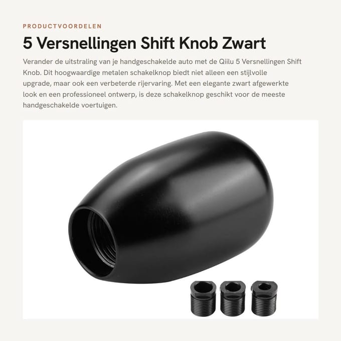Dailygoods - 5 Versnellingen Shift Knob - Zwart Metaal Voor Handgeschakelde Voertuigen
