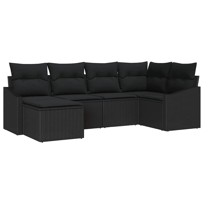 vidaXL Bankstel 6 st Zwart poly rattan