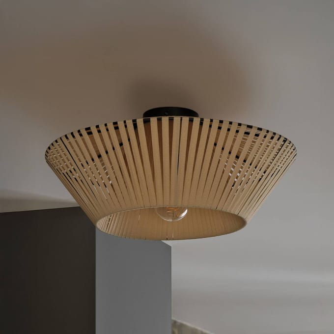 OSRAM DECOR Stripes Plafondlamp E27 Beige 405mm, Plafondlamp gemaakt van staal en polyester met streepontwerp