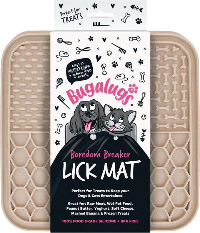 Bugalugs likmat voor dieren - Slowfeeder - Honden - Katten - Siliconen - Beige